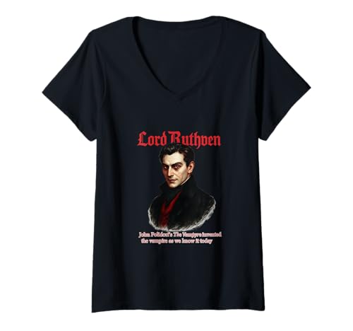 Damen Der Vampir von John Polidori Lord Ruthven Gothic T-Shirt mit V-Ausschnitt von Edgar Allan Poets