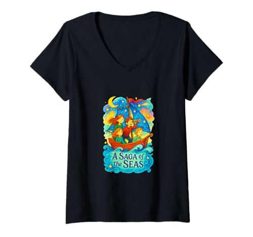 Damen Eine Saga der Meere Kenneth Grahame Sea Kindheitsabenteuer T-Shirt mit V-Ausschnitt von Edgar Allan Poets