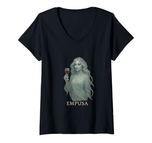 Damen Empusa Griechische Mythologie Shapeshifting Spirit Inspired T-Shirt mit V-Ausschnitt von Edgar Allan Poets