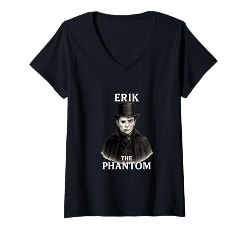 Damen Erik das Phantom des gotischen Schattens T-Shirt mit V-Ausschnitt von Edgar Allan Poets