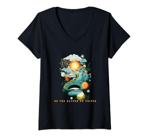 Damen On the Nature of Things Lucretius' Epic on Universe T-Shirt mit V-Ausschnitt von Edgar Allan Poets