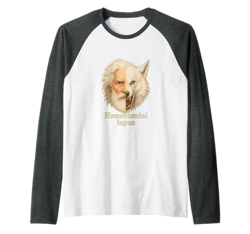 Man Is a Wolf to Man Homo Homini Lupus Lateinisches Zitat Raglan von Edgar Allan Poets