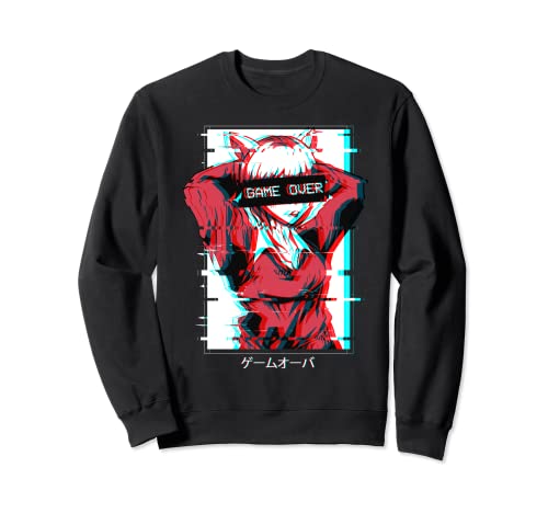 Game Over Anime Girl Japanisch Vaporwave Aesthetic Waifu Sweatshirt von Edgy Aesthetic Anime Merch Lofi Egirl Eboy Clothes