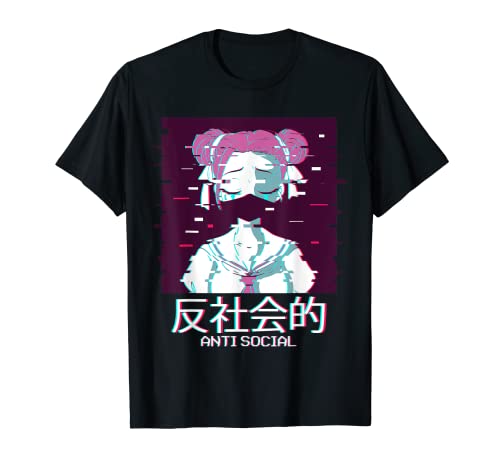 Geisha Anime Girl Anti-ocial – Japanische Dampfwellen-Ästhet T-Shirt von Edgy Aesthetic Sad Girl Sad Boy Egirl Eboy Clothes