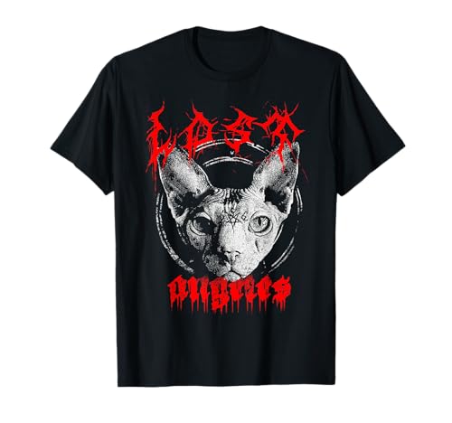 Edgy Alt Gothic Kleidung Damen - Heavy Metal Cat Sphynx T-Shirt Edgy Alt Gothic Kleidung Damen - Heavy Metal Cat Sphynx T-Shirt von Edgy Gothic Clothing