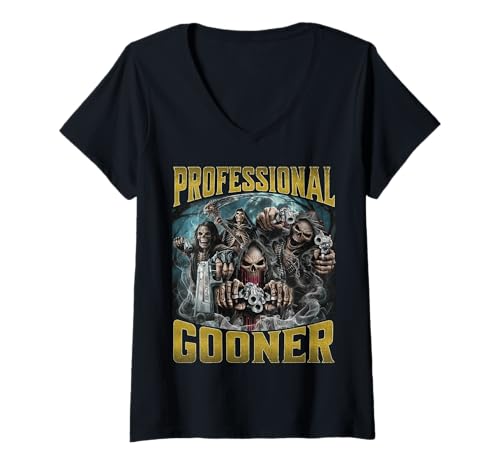 Damen Professional Gooner T-Shirt mit V-Ausschnitt Damen Professional Gooner T-Shirt mit V-Ausschnitt von Edgy Skeleton Meme