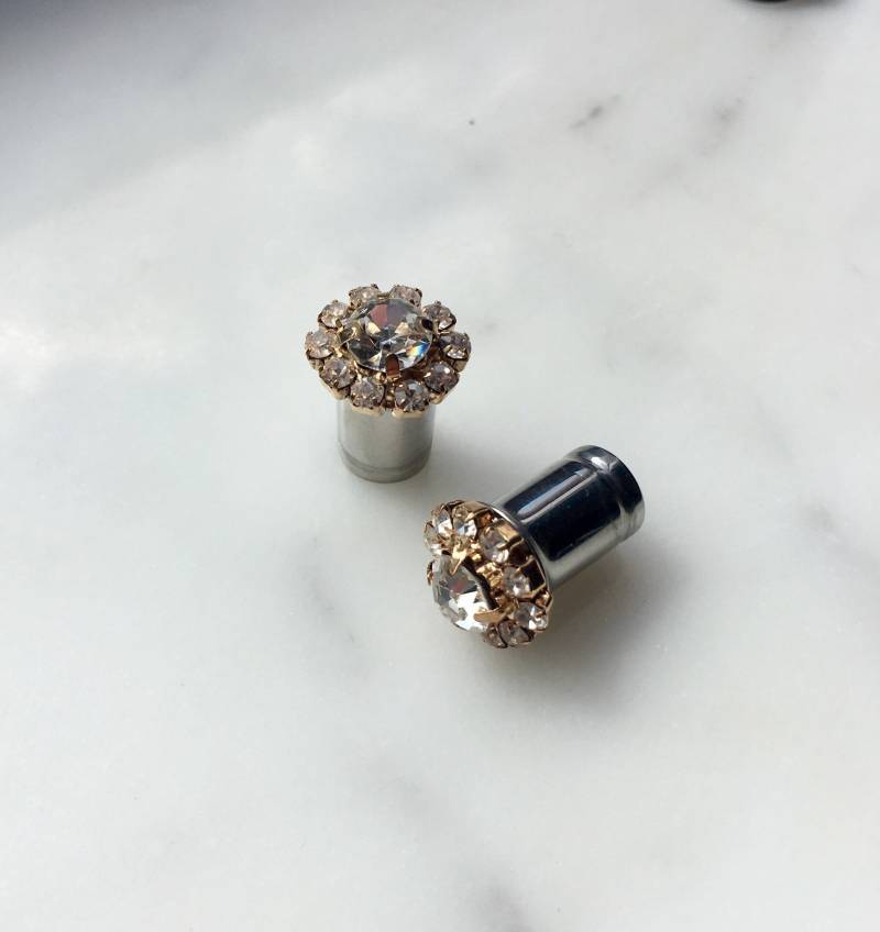Diamant in Goldfassung Tunnel Plugs 8G 6G 4G 2G 0G 00G von EdgySister