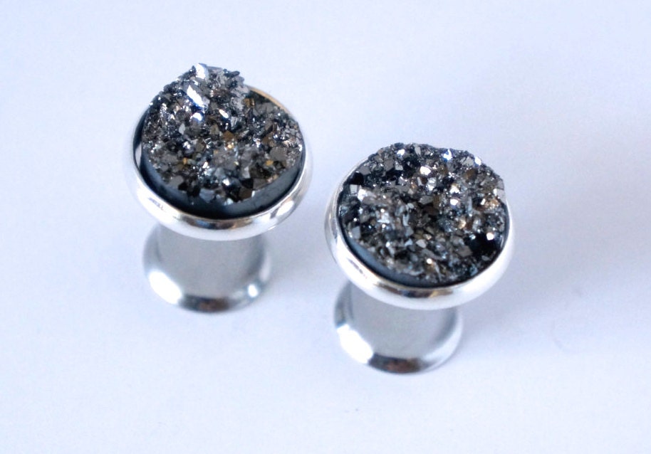 Niedliche Gauges 8G 6G 4G 2G 0G 00G Druzy Ohrstecker 3mm 4mm 6mm 8mm 10mm von EdgySister