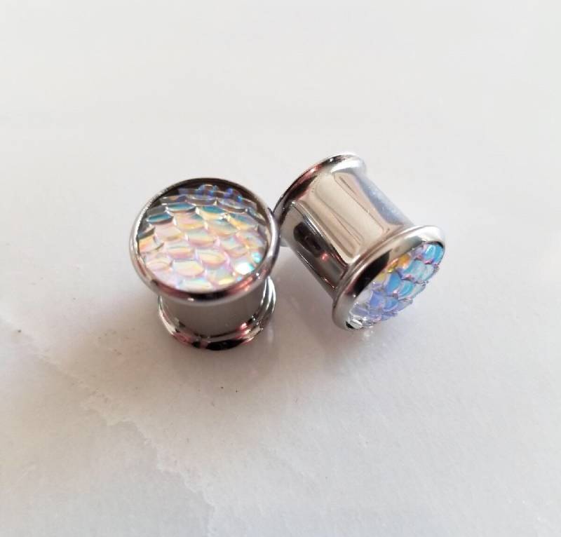 Weiß Schillernde Mermaid-Scal-Plugs von EdgySister