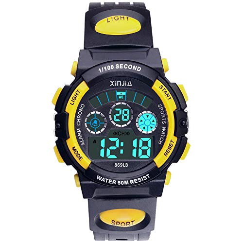 Edillas Jungen Mädchen Digitaluhr Kinder, 7 Farben Wasserdicht Kinder mit Lichtern, Multifunktionale Sport Outdoor Geschenk Uhr Für Jungen und Mädchen mit Stoppuhr/Alarm von Edillas