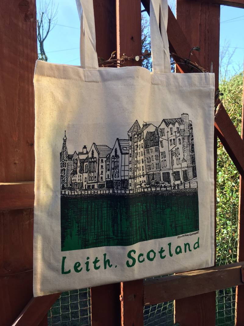Siebdruck Tragetasche Leith von EdinburghSketcher