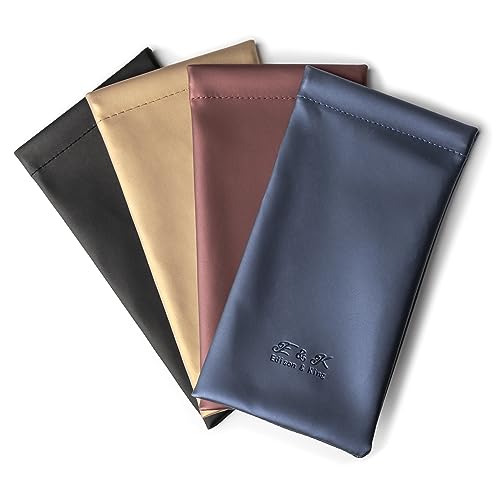 Edison & King Brillenetui im 4er-Pack aus weichem Kunstleder mit Schnapp-Verschluss (Gold Mix) von Edison & King