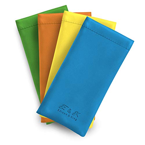 Edison & King Brillenetui im 4er-Pack aus weichem Kunstleder mit Schnapp-Verschluss (Sunshine Mix) von Edison & King