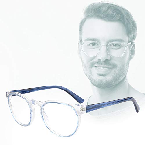 Edison & King Lesebrille Timeless im Retro-Look mit Premiumgläsern (Transparentblau, 1.50 dpt) von Edison & King