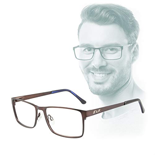 Edison & King Lesebrille aus Metall mit Premiumgläsern und Bluelight Protect: die „Understatement“ (Braun, 2.50 dpt) von Edison & King