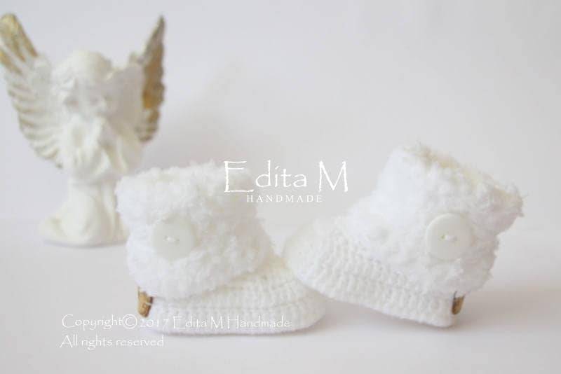 Gehäkelte Baby Booties, Unisex Babyschuhe, Fell Babyboots, 0-3, 3-6, 6-9 Monate, Winterstiefel, Babyparty, Geschenk Für von EditaMHANDMADE