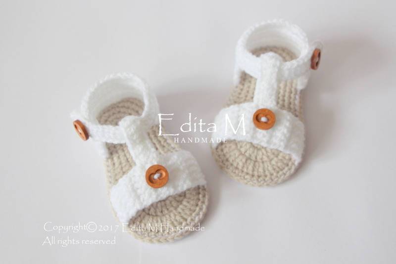 Gehäkelte Babysandalen, 0-3, 3-6, 6-9 Monate, Unisex Gladiator Sandalen, Babyschuhe, Sommerschuhe, Babypartygeschenk von EditaMHANDMADE