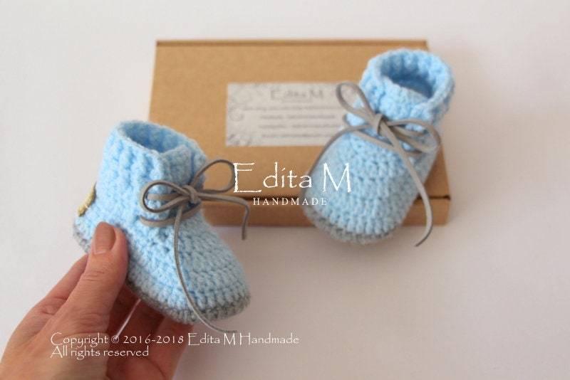 Gehäkelte Babyschuhe, Stiefel, Baby-Turnschuhe, Unisex-Babyschuhe, 0-3, 3-6, 6-9 Monate, Geschenk Für Baby, Ankündigung, Enthüllung von EditaMHANDMADE
