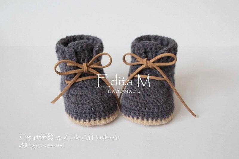 Gehäkelte Babyschuhe, Stiefel, Baby-Turnschuhe, Unisex-Babyschuhe, 0-3, 3-6, 6-9 Monate, Geschenk Für Baby, Ankündigung, Enthüllung von EditaMHANDMADE