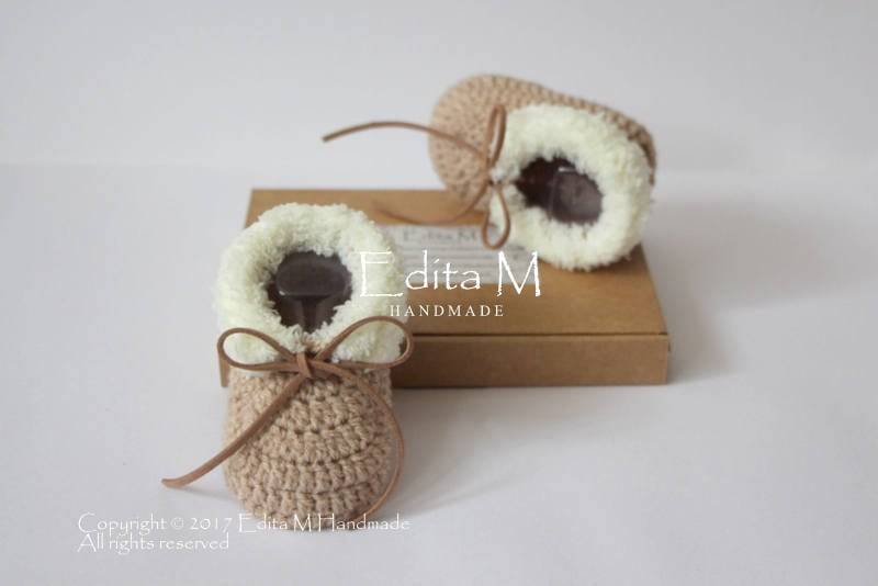Unisex Baby Booties, Babyschuhe, Häkelfellschuhe, Strickstiefel, Mokassins, 0-3, 3-6, 6-9 Monate, Babyparty, Ankündigung von EditaMHANDMADE