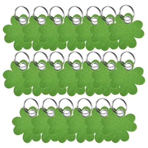 Editbar 20 Stück Kleeblatt Schlüsselanhänger Filz Rohling - Schlüsselanhänger für Glücksgeschenk, Glücksbringer Anhänger Viel Glück Geschenk zur Prüfung, Abschied, Schulanfang, Einschulung & Neuer Job von Editbar