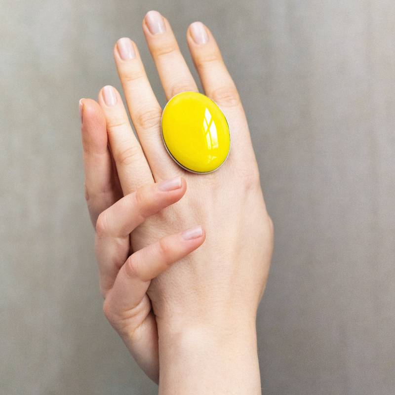 Großer Gelber Muranoglas Statement Ring Handgefertigtes Band Großer Gelber Muranoglas Statement Ring Handgefertigtes Band von EdivetroGlass