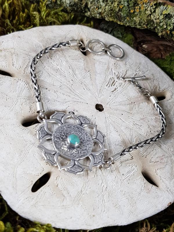 Armband 925Er Silber Mit Türkis - Blume von EdlesGeschmeideWelt
