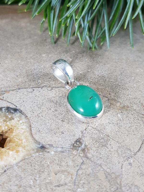 Kettenanhänger 925Er Silber Mit Chrysopras von EdlesGeschmeideWelt