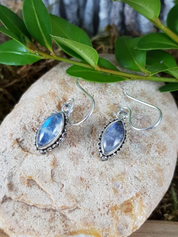 Ohrhänger 925Er Silber Mit Regenbogenmondstein von EdlesGeschmeideWelt