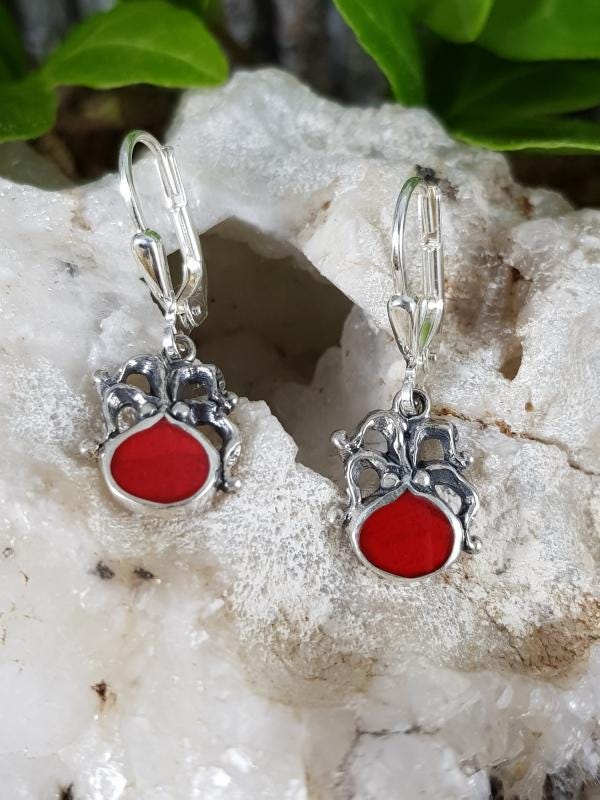 Ohrhänger 925Er Silber Mit Schaumkoralle Ohrhänger 925Er Silber Mit Schaumkoralle von EdlesGeschmeideWelt