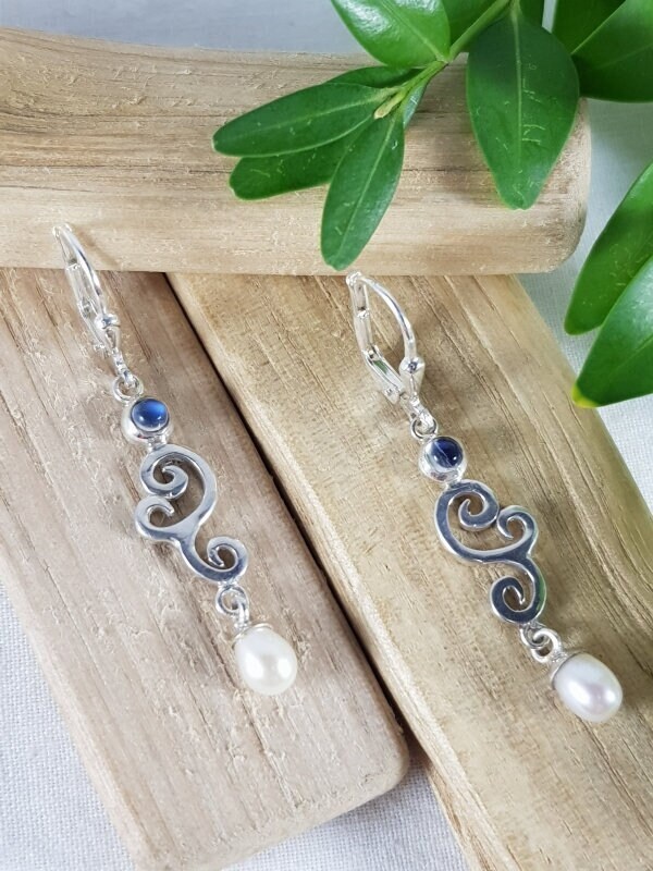 Ohrringe 925Er Silber Mit Mondstein Und Perle von EdlesGeschmeideWelt