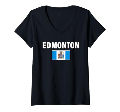 Damen Edmonton Wappen Flagge Nationalstolz Geschenk Souvenir T-Shirt mit V-Ausschnitt Damen Edmonton Wappen Flagge Nationalstolz Geschenk Souvenir T-Shirt mit V-Ausschnitt von Edmonton National Pride commonwealth Canada austr
