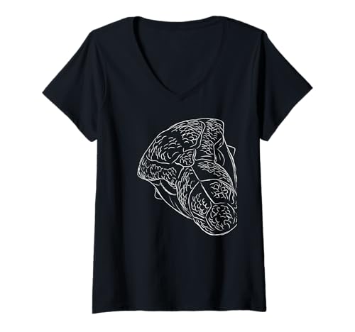 Damen Linienzeichnung Dinosaurierkopf Edmontonia T-Shirt mit V-Ausschnitt Damen Linienzeichnung Dinosaurierkopf Edmontonia T-Shirt mit V-Ausschnitt von Edmontonia Motifs