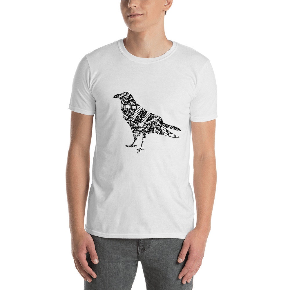 Der Rabe Poe Wort Wolke Gedicht Shirt. Kurzarm-Unisex T-Shirt von EdoWear