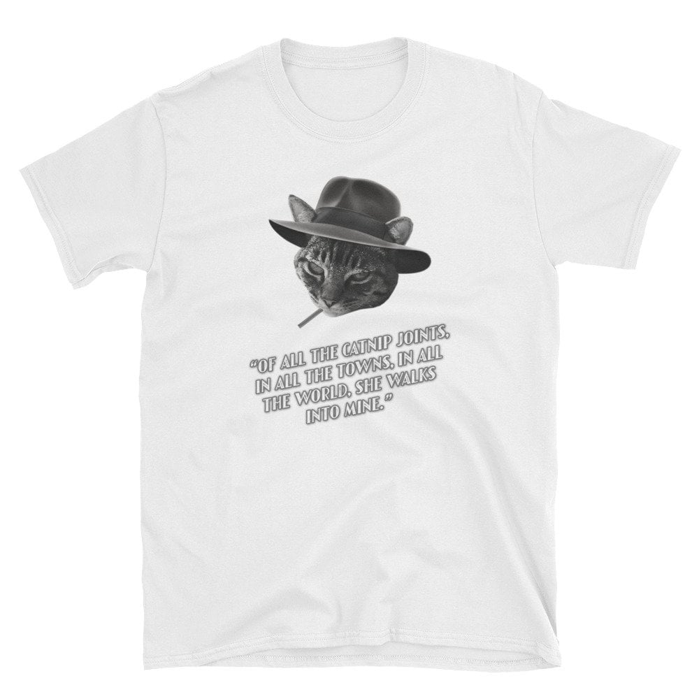 Die Katzenminze-Gelenke Geht Sie in Meine Film Noir Parodie Katze Kurzarm Unisex T-Shirt von EdoWear