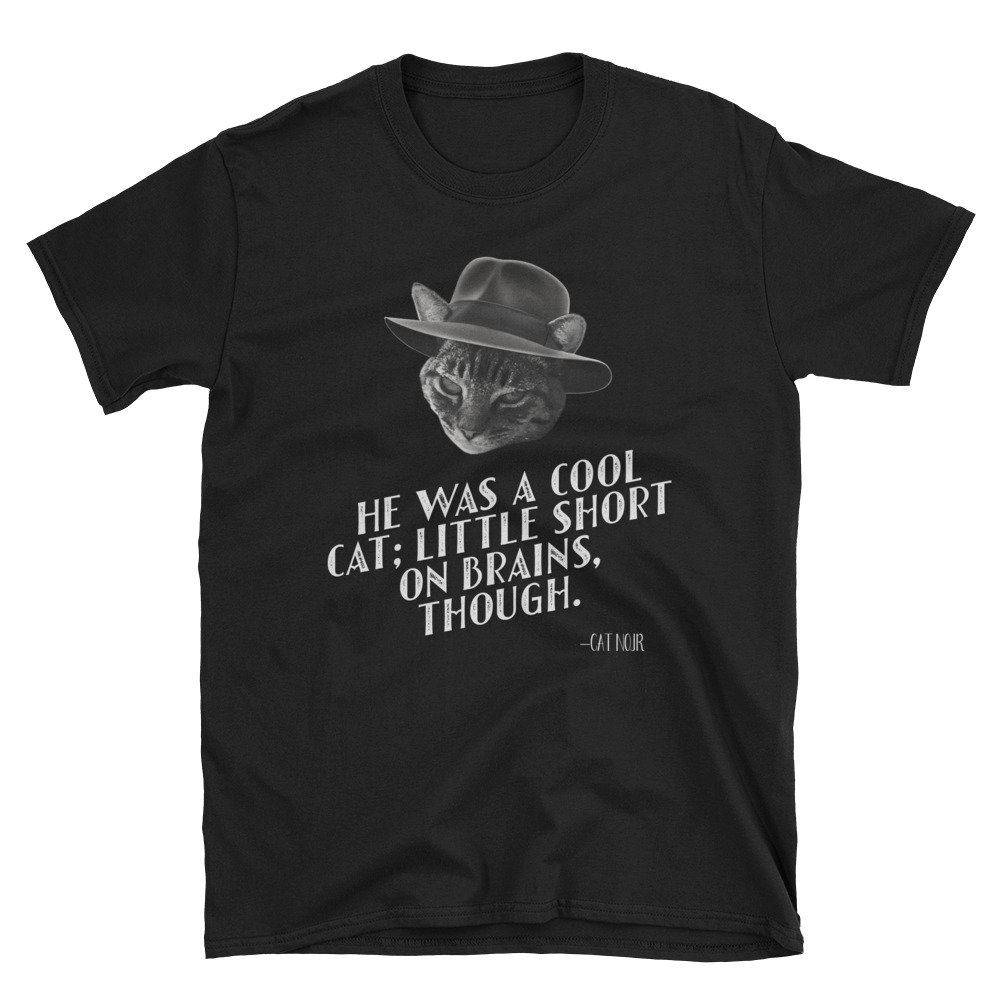 Film Noir Katze Thema Cool Kurz Auf Gehirn-Kurzarm Unisex T-Shirt von EdoWear
