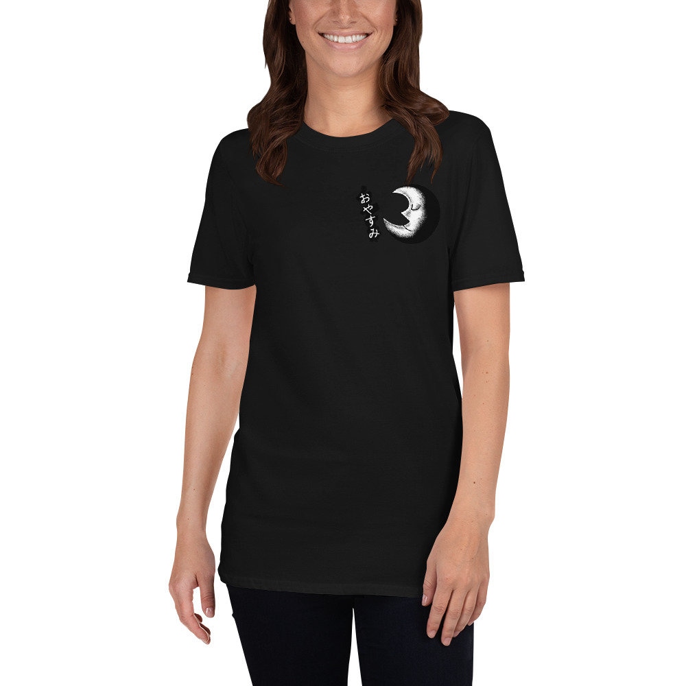 Oyasumi Gute Nacht Auf Japanisch Mit Einem Sleepy Half Moon Short-Sleeve Unisex T-Shirt von EdoWear