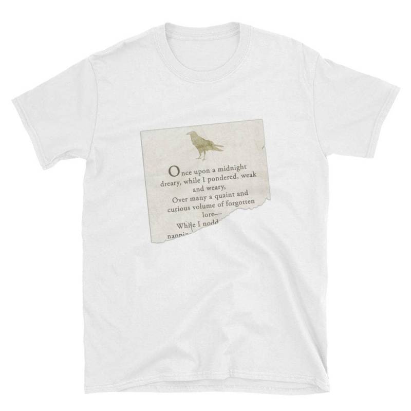 Poe Die Rabe War Einmal Ein Mitternacht Tristen Zitat Kurzarm Unisex T-Shirt von EdoWear