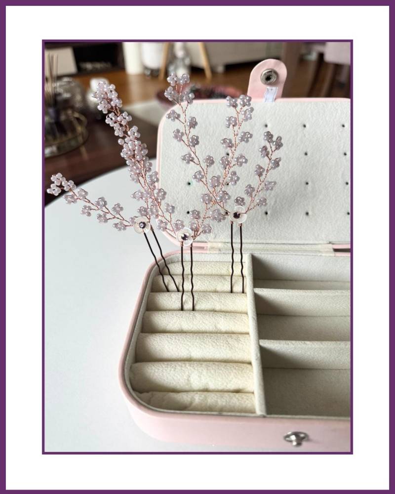 Perle Haarnadeln Braut Perlen Kristall Haarnadel Haarteil Hochzeit Minimalist Dekorative 3'er Set Lila Accessoire von EdoraBelleStudio