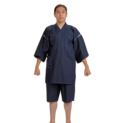 [Edoten] Edoten Herren Japan Kimono Jimbei Denim Navy 100% Baumwolle., Navyxxl, 4X-Large von Edoten