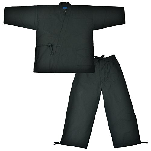 Edoten Herren Japan Kimono Baumwolle 100% Samue - Schwarz - X-Groß von Edoten
