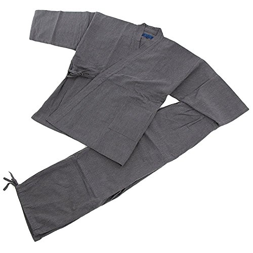 Edoten Herren Japan Kimono Steppkleidung Sashiko Samue, GRAU, X-Large von Edoten
