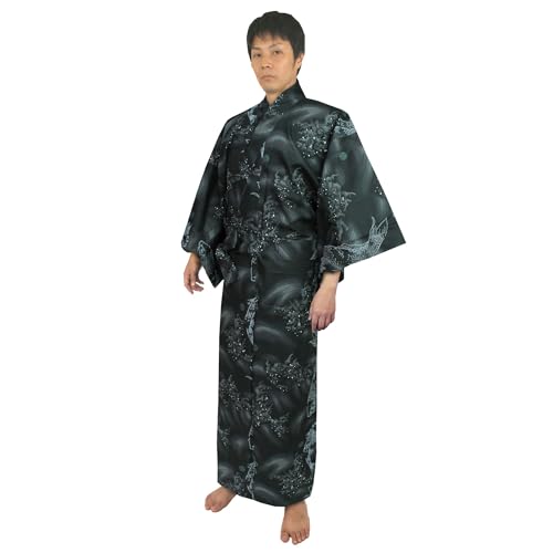 Edoten Herren Yukata (mit Obi-Gürtel), Karpfen (schwarz), XL von Edoten