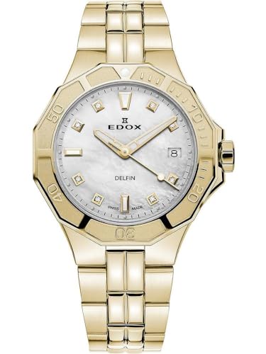 EDOX Damen Analog Quarz Uhr mit Edelstahl Armband mid-39645 von EDOX