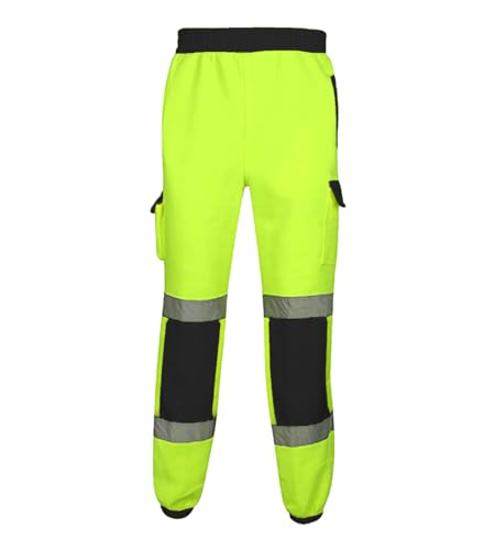 Edozos Herren Hohe Sichtbarkeit Vis Sicherheit Sicherheit Verkehr Arbeit Hosen Hi Viz zweifarbige Jogginghose Combat Hose Workwear Jogger, Gelb / marineblau, 41-44.5 von Edozos