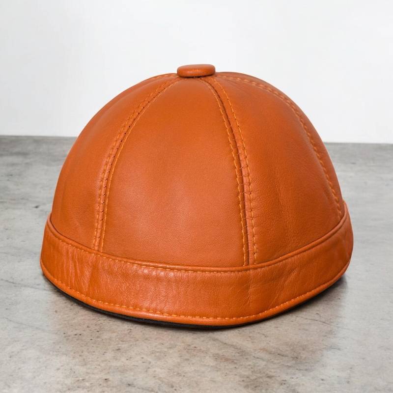 Echte Leder Docker Mütze, Seemannsmütze, Schaffell, Unisex Mütze, Skull Cap, Verstellbare Kappe, Dockerkappe, Hut, Beanie, Schädelkappe S/M von EdsHandwerk