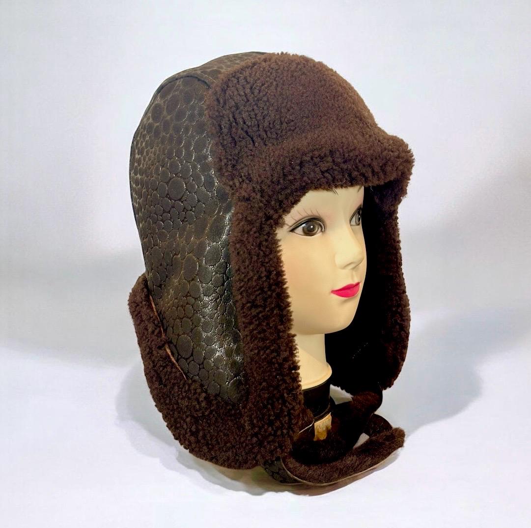Echte Wildleder Erwachsene Unisex Winter Mütze, Lammfell Fliegermütze, Ledermütze, Vintage Mütze, Fellmütze, Handgefertigt Cabrio Mütze Piloten von EdsHandwerk