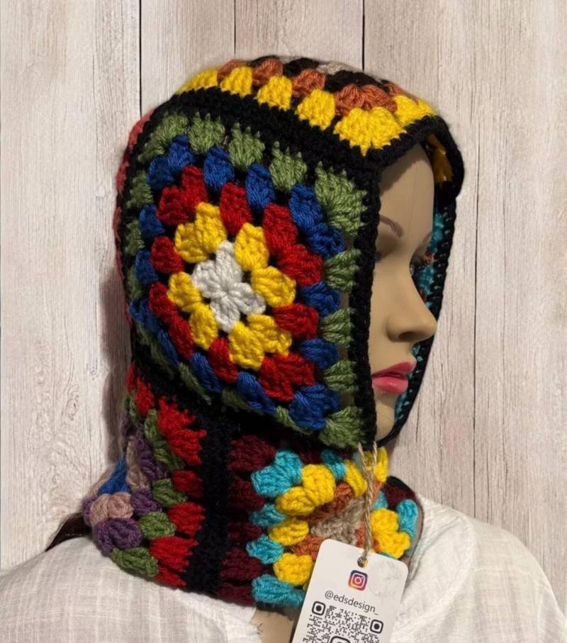 Gehäkelte Balaclava, Oma Quadrat Handgestrickte Wintermütze, Boho Balaclava, Pastell Beanie, Gehäkelte Ski-Gesichtsmaske, Schneemaske von EdsHandwerk