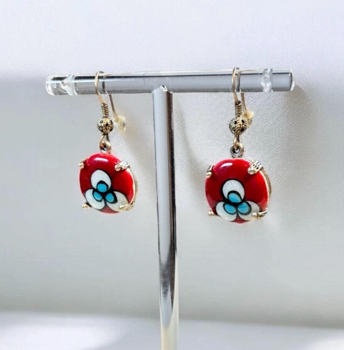 Handarbeit Porzellan Ohrringe Mit Authentisch Blumen Motive, Vintage Keramik Handbemalte Ethnisch von EdsHandwerk
