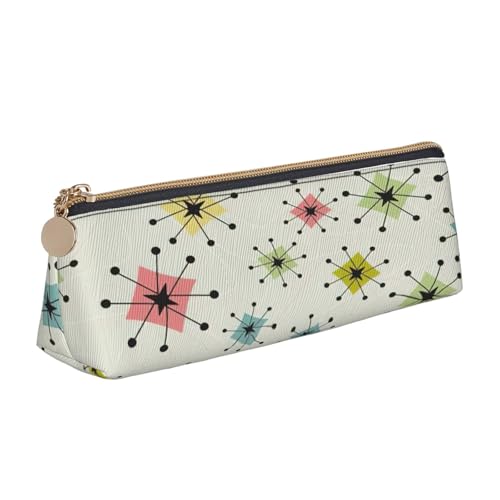 EdsfFehs Atomic Stars Federmäppchen aus Leder, Retro-Muster, dreieckige Schreibwaren-Aufbewahrungstasche, einfach und modisch von EdsfFehs